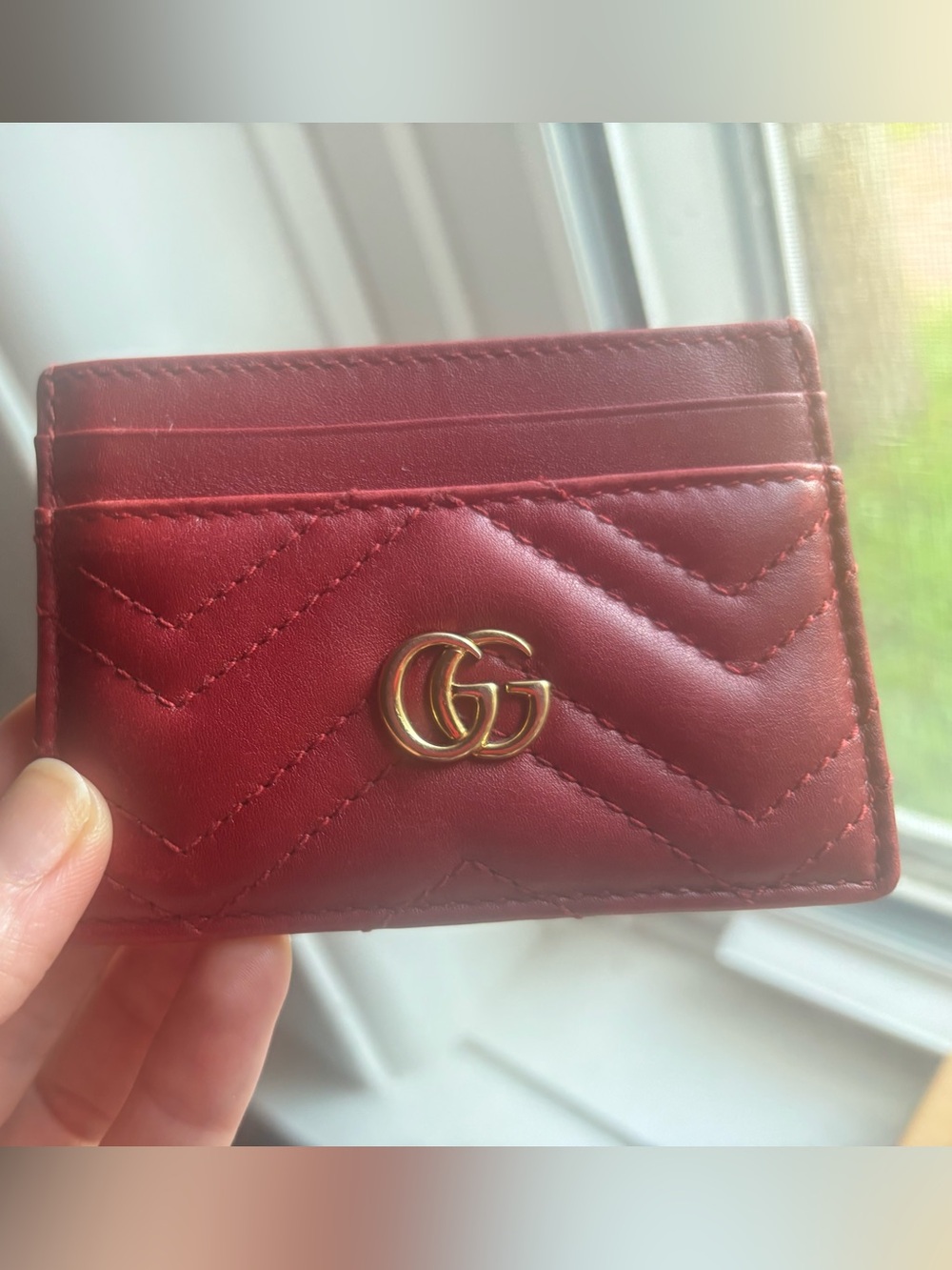 Gucci Quilted Red Card Holder with Gold Logo
